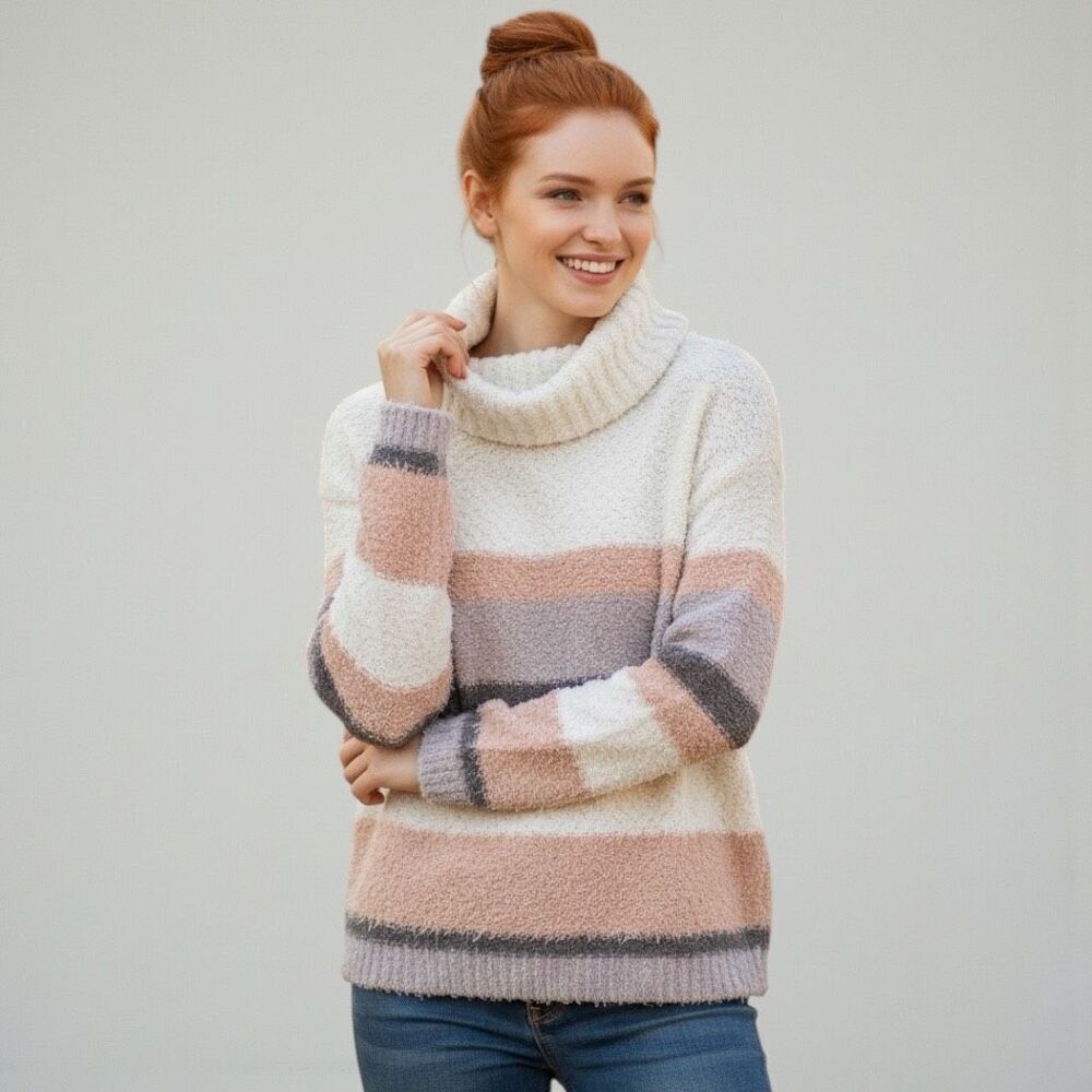 Snails & Cinnamon Soft Striped Turtleneck Sweater XL‎